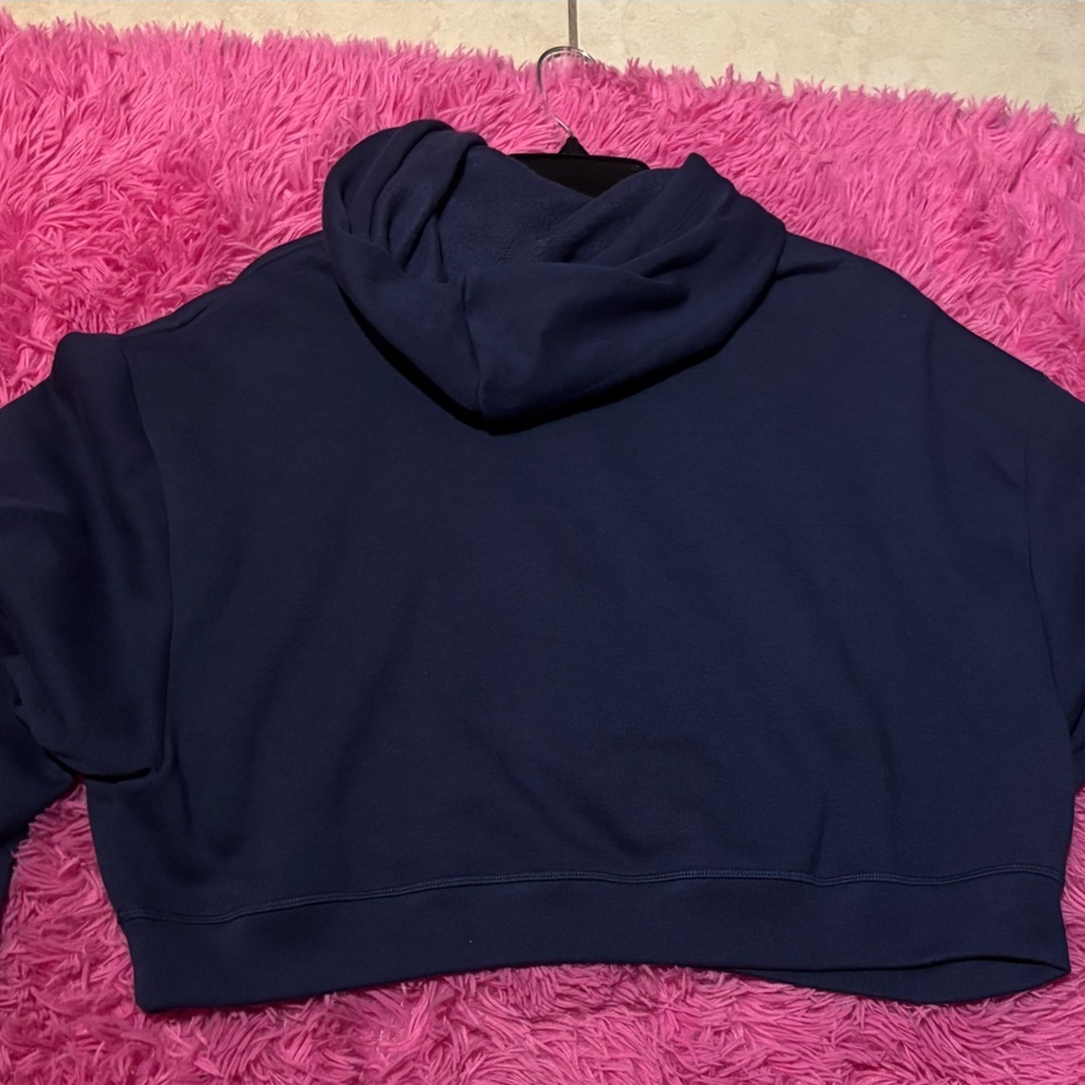 PINK Fleece Cropped Long Sleeve Hoodie Women Size Large - Picture 3 of 8